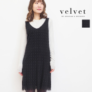 【90%OFF】VELVET ヴェルヴェット 総レースノースリーブワンピース≪FLORA03 34151060≫ホワイト ブラック 15SS