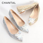 【90%OFF】CHANTAL シャンタル クリスタルデザイングリッターパンプス 607 ゴールド シルバー | 春夏 レディース シューズ 18SS