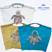 【30％OFF】Ball＆Chain ボール＆チェーン 301127 DREAM CATCHER ドリームキャッチャー 羽 フェザー ＜Lサイズ＞ トートバッグ エコバッグ ショッピングバッグ ハンドバッグ 刺繍 ギフト ボールチェーン BLUE LABEL ボールアンドチェーン