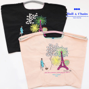 Ball＆Chain ボール＆チェーン 363101 M.B eiffel touer ＜Lサイズ＞ エッフェル塔 パリ PARIS MARIANNE BATLL マリアンヌ・バトル トートバッグ エコバッグ ショッピングバッグ ハンドバッグ 刺繍 ギフト ボールチェーン BLUE LABEL ボールアンドチェーン