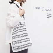 BRIGITTE TANAKA ブリジットタナカ BT.MO.1010 La Marseillaise ラ・マルセイエーズ 楽譜 音符 オーガンジー刺繍トートバッグ エコバッグ ショッピングバッグ ハンドバッグ ギフト