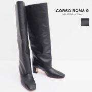 【60％OFF】CORSO ROMA9 コルソローマ9 3651ST スクエアトゥー ヒールロングブーツ ソフトレザー 本革 ブラック VITELLO | シューズ 22AW 秋冬