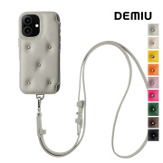 DEMIU デミュウ レザースマートフォンケース BALLON CINQ バロン サンク スタッズ アイフォンケース アイフォーンケース 携帯ケース 首紐付き ストラップ付き 本革 ICカード 背面手帳型 カードポケット カードケース iPhone17/iPhone17pro/iPhone17promax/13pro/14pro