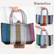 Diminutivo ディミヌティーボ 長方形M  マルチストライプ メルカドバッグ トートバッグ プラスチックバッグ カゴバッグ  | 23SS バッグ 春夏