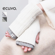 【再入荷】ecuvo, エクボ  225-41 225-42 ニットアームウォーマー 手袋 フィンガーレスグローブ ロンググローブ 指抜き ウール レディース リバーシブル 4WAY サスティナブル　| 定番 ファッショングッズ 秋冬