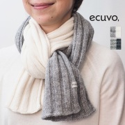 【再入荷】ecuvo, エクボ  228-21228-22  リブニットロングマフラー ウール バイカラー ユニセックス サスティナブル　| 定番 ファッショングッズ 秋冬