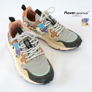 FLOWER MOUNTAIN フラワーマウンテン FM63866 YAMANO3  Ivory/Gray/BabyBlue ローカットスニーカー  ナイロン×スウェード×ハラコ アニマル マルチカラー ウォーキングシューズ ヤマノ3 | 26AW シューズ 秋冬