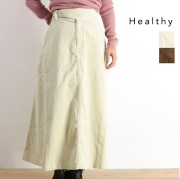 【80%OFF】Healthy ヘルシー コーデュロイロングスカート Gardenia HL28014 ホワイト ブラウン｜ボトムス Corduroy 18AW