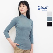 gicipi ジチピ 2229P ORO ハイネック リブニットプルオーバー 七分袖 インナー コットン100％ シアー | 23SS トップス 春夏