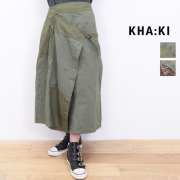 KHA:KI カーキ MIL25HSK9097 パッチワークラップスカート レイヤードスカート 巻きスカート アシンメトリー PATCHWORK WRAP SKIRT khaki kahki  | 25SS ボトムス 春夏