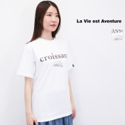 LA VIE EST AVENTURE ラヴィエアバンチュール CROISSANT プリントTシャツ クロワッサン 半袖 コットン100％ ユニセックス | 25SS トップス 春夏