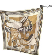 【予約商品・11月上-中旬お届け】manipuri マニプリ ウールシルクストール アブレスト 0163333006 120×120cm 馬具 千鳥格子 鞍  | ファッショングッズ 26AW 秋冬