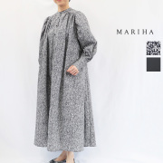 MARIHA マリハ 3211266005/3211266105 風の鳥のドレス Shadow Flora Black,ONYX フラワー柄 小花柄 シャツワンピース コットン 綿  | 26AW 秋冬