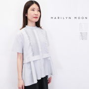 MARILYN MOON マリリンムーン 4252-178 タックフリルフレア ハーフスリーブシャツ ブラウス ポリエステルコットン  | 25SS トップス 春夏