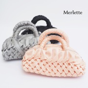 【60％OFF】Merlette マーレット  LUNE シルクサテン バスケットスモッキング ハンドバッグ 3511100003/9911100376 ルーン ルーネ | 22SS 春夏