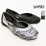 SHISEI シセイ  61042R フリンジセパレートバレエシューズ メタリック  FRINGE SEPALATE 本革 表革 レザー スリッポン フラット パンプス レインシューズ 撥水 シーセイ | 26SS シューズ