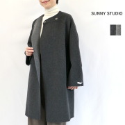 10/9販売開始 SUNNY STUDIO サニースタジオ 62521000 ノーカラーリバーコート メルトンコート ロング丈 ミドル丈 | 26AW アウター 秋冬