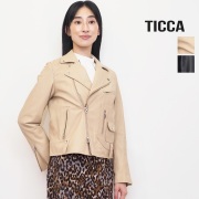 TICCA ティッカ TBAS-191 ダブルライダースジャケット 本革 ラムレザー ベージュ ブラック | アウター 定番