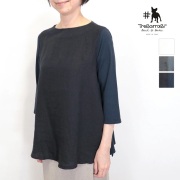TreBarraBi トレバラビ 66814990 コットンリネン 異素材切り替えフレアヘムプルオーバー ブラウス 綿麻  | 26SS トップス 春夏