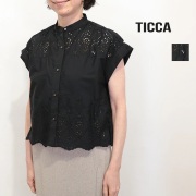 TICCA ティッカ TBFS-121 レースフレンチスリーブシャツ ブラウス カットワーク 半袖 | 26SS トップス 春夏