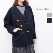 TORRAZZO DONNA トラッゾドンナ 6260-411 ミラノリブ ポリエステルニットジャケット ダブルブレスト 紺ブレ カーディガン ラッツォドンナ | アウター 秋冬 25AW