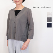 TORRAZZO DONNA トラッゾドンナ 6267-385 バックフレア 異素材コンビカーディガン トラッツォドンナ | 26SS 春夏 トップス