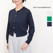 TORRAZZO DONNA トラッゾドンナ 6267-686 クロップド丈セミシアービジューカーディガン レーヨンナイロン ビジューボタン付き トラッツォドンナ | 26SS 春夏 トップス