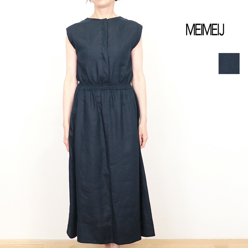 MEIMEI J メイメイジェイ 32628059 フレンチスリーブウエストギャザーリネンシャツワンピース ノースリーブ | 26SS 春夏