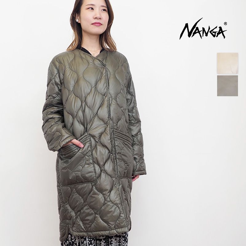 【40％OFF】NANGA ナンガ ND2242-1C316 オニオンキルトノーカラーダウンハーフコート ライトダウン インナーダウン ダウンジャケット ミドル ロング ONION QUILT NO COLLAR DOWN HALF COAT WOMEN | 23AW アウター 秋冬