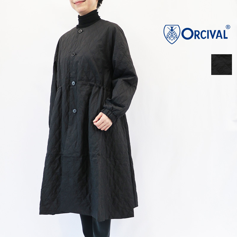ORCIVAL オーシバル OR-A0867 SSA ノーカラーキルティングコート ライトアウター ロングコート 中綿 | 26AW アウター 秋冬