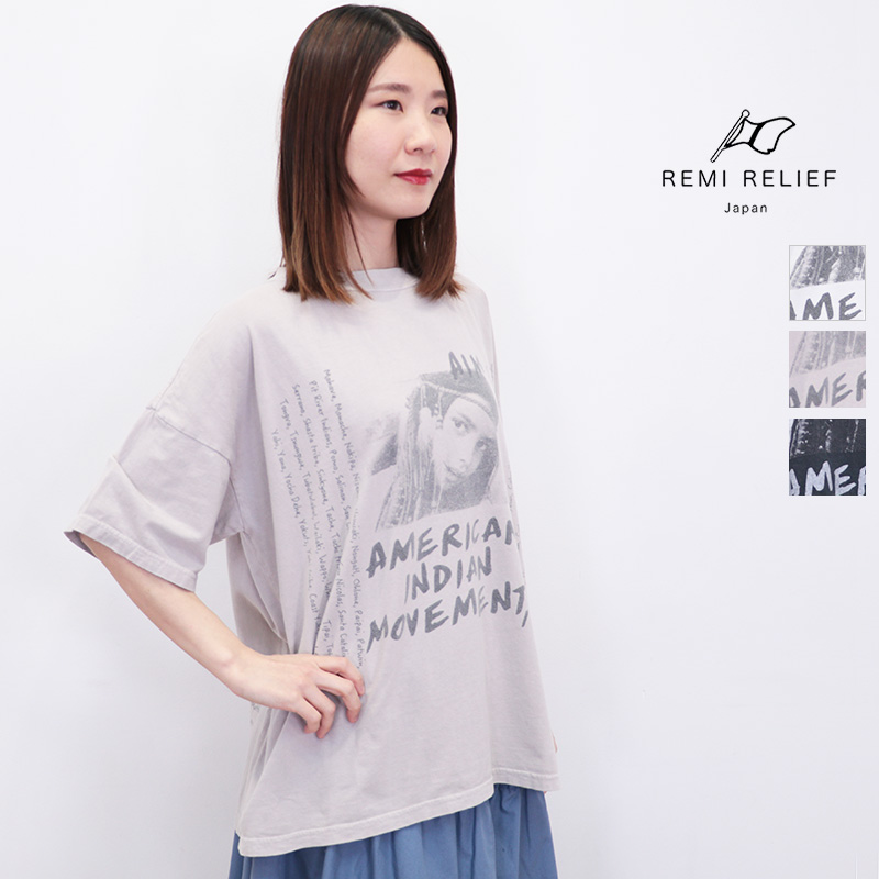 REMI RELIEF レミレリーフ RN28369148 HARD SP加工20/天竺BIG Tシャツ INDIAN インディアン プリントTシャツ | 25SS トップス 春夏