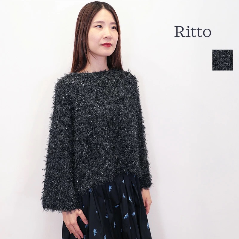 【40％OFF】Ritto リット 202413-FB ミックスファーニットプルオーバー シャギーニット ラメニット ファンシーヤーン | 秋冬 トップス 24AW