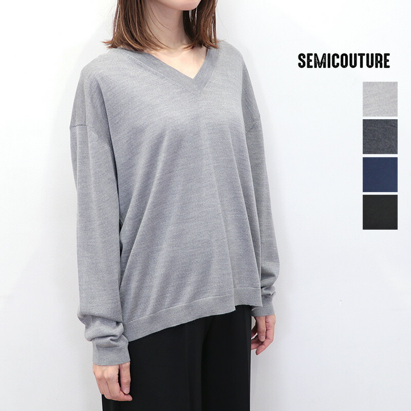 【40％OFF】SEMI COUTURE セミクチュール 59420356 ハイゲージVネックニットプルオーバー ウール100％ | 25AW トップス 秋冬