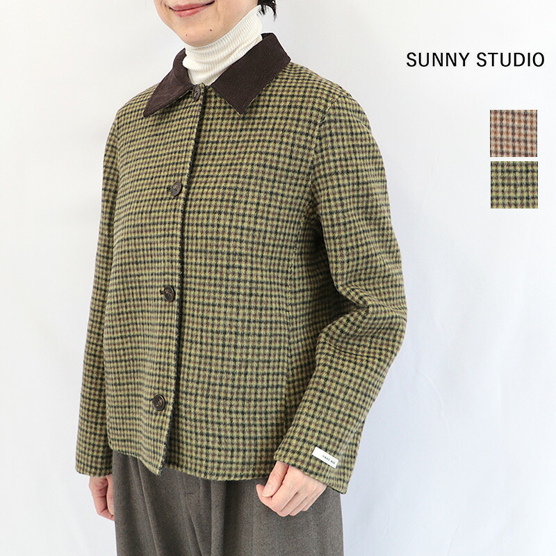 10/9販売開始 SUNNY STUDIO サニースタジオ 62521030 ガンクラブチェックショートコート リバーコート メルトンコート ショート丈 カバーオール | 26AW アウター 秋冬