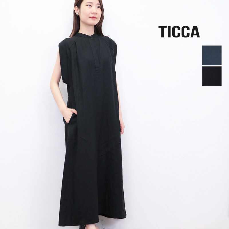 TICCA ティッカ TBES-406 2WAYフレンチスリーブリネンワンピース シャツワンピース  | 25SS 春夏