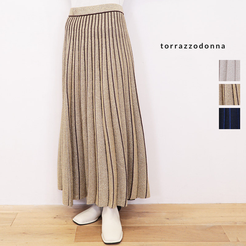 TORRAZZO DONNA トラッツォドンナ 6253-597 ラメニットプリーツスカート リブニットスカート ロングスカート | ボトムス 秋冬 24AW