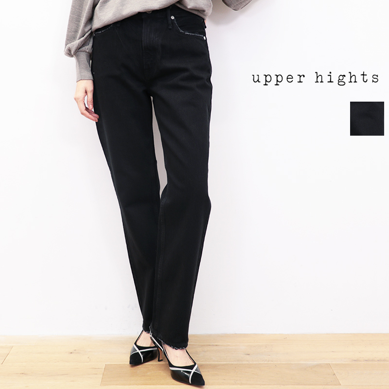 upper hights アッパーハイツ THE ELISA 8BB309202-KRO スリムテーパードデニムパンツ ブラックデニム ストレート ザ エリザ | 25AW ボトムス