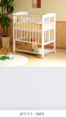 石崎家具ミニワンタッチハイベッドプチホワイト折りたたみベビーベッド木製