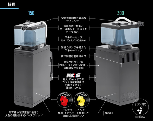 SICCE プロテインスキマー　シャークスキマー150　(水量50-150L用) SICCE SHARK SKIMMER 150 シャークスキマー アクアテイラーズ