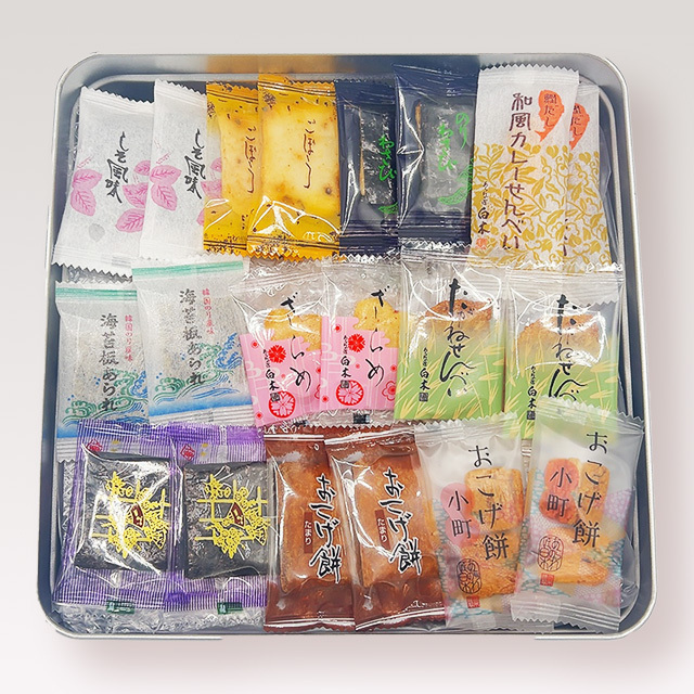 彩（いろどり）缶入り あられの匠 白木