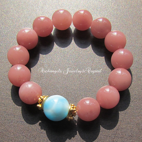 天然石 パワーストーン| ラリマー　ピンクグァバクォーツ　ブレス