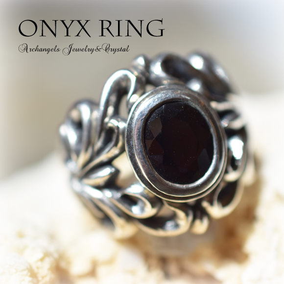 天然石 パワーストーン|　オニキス　魔除け　厄除け　リング　メンズ　指輪　シルバーアクセサリー　アーキエンジェルズ