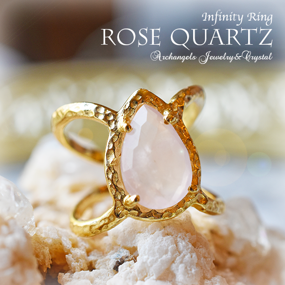 天然石 パワーストーン|ローズクォーツ　紅水晶　美　恋愛運　14K　14金　リング　プレゼント　アーキエンジェルズ　大分市