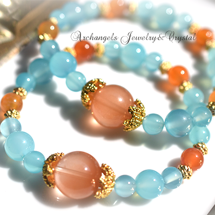 オリジナル・ブレス「Energy」 オレンジクォーツ*カーネリアン*シーブルーカルセドニー