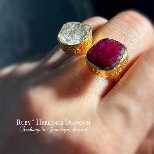 ハーキマーダイヤモンド*ルビー・リング*16.5号～