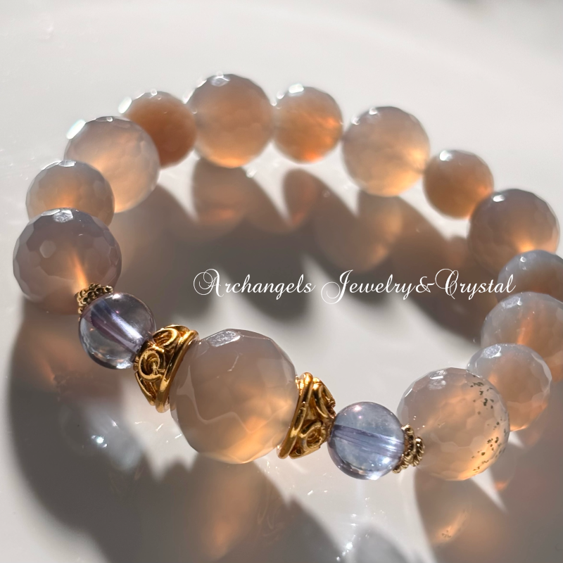 オリジナル・ブレス「Grounding Vision」グレーアゲート＆アクアオーラ