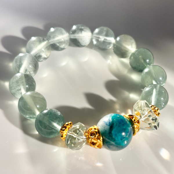 オリジナル・ブレス「愛と豊かさ」シャッタカイト/グリーンアメジストラフ/グリーンフローライト