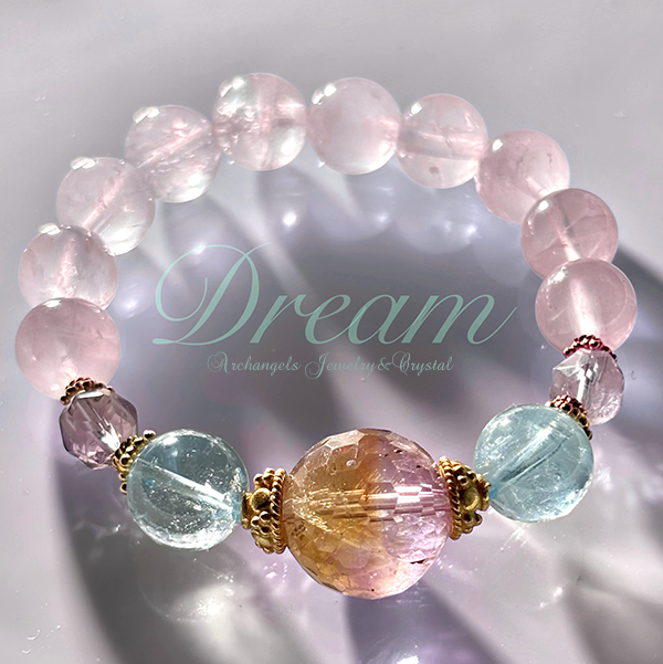 ジュエル・ブレス「Dream」アメトリン*ブルートパーズ*ラベンダーアメジスト*ローズクォーツ