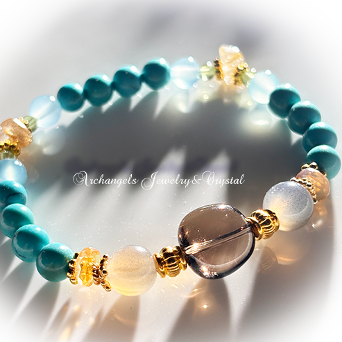 オリジナル・ブレス「Creative Ground」スモーキークォーツ*ラブラドライト*ファイヤーオパール*ターコイズ/ペリドットetc