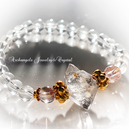 Amuletブレス「Silent Clarity 運命の滞りを洗い流す」ダブルポイント水晶/スーパーセブン/水晶